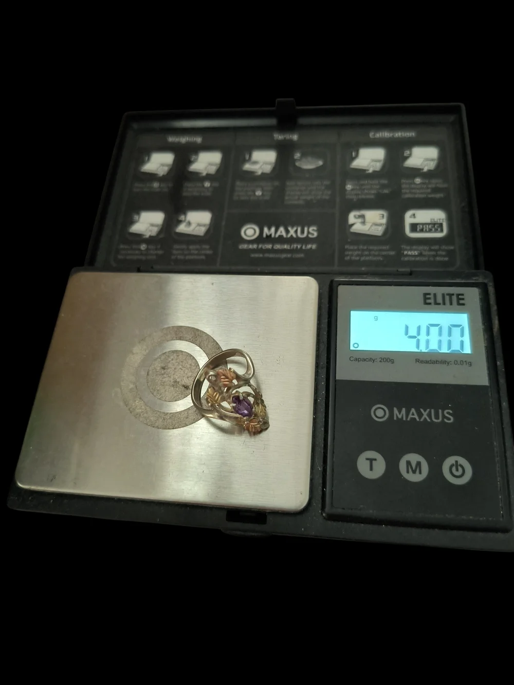 Vintage Coleman Co. Sterling And Amethyst Black Hills Gold Leaf Ring